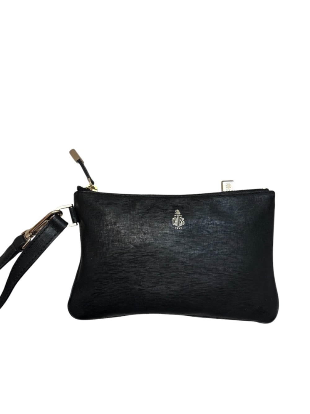 Mark cross black leather wristlet bag